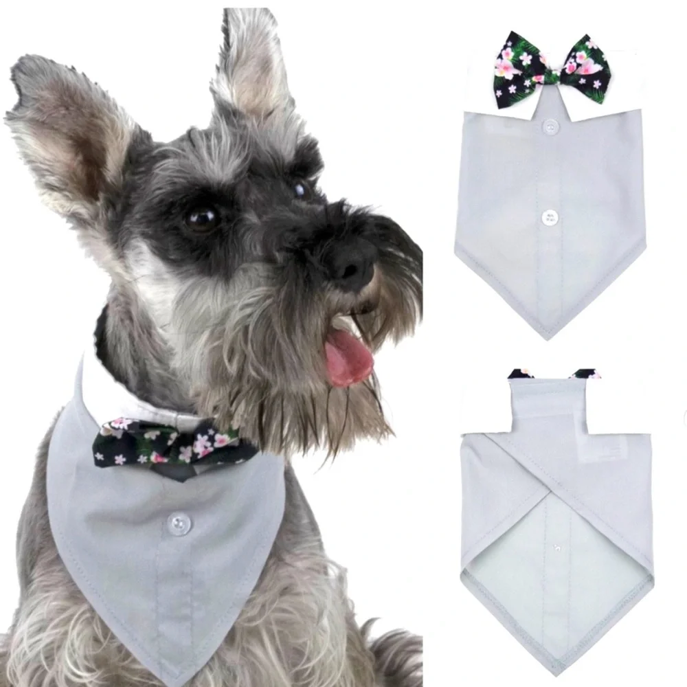 NEW Vibrant Life Tuxedo Style Dog Bandana Floral Bow Tie Size X-Small/Sm…